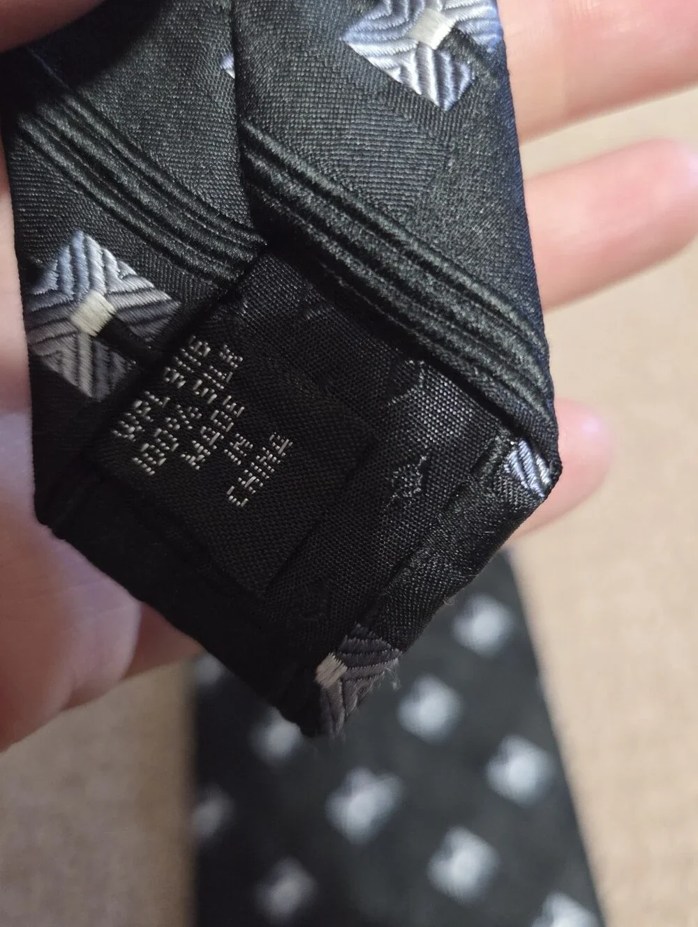 J.S. Blank & Co Mens Black Geometric Silk Tie 59in Long 4in Width Classic